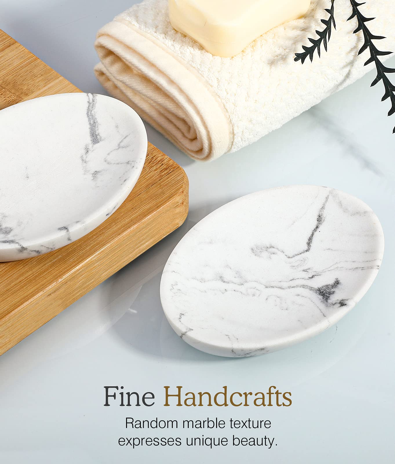 Luxspire Oval Soap Dish, Resin soap holder for Bathroom, Gravel White