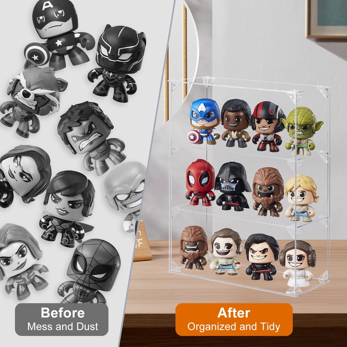 Dezzer 3 Tier Acrylic Display Case with Magnetic Door for Collectibles