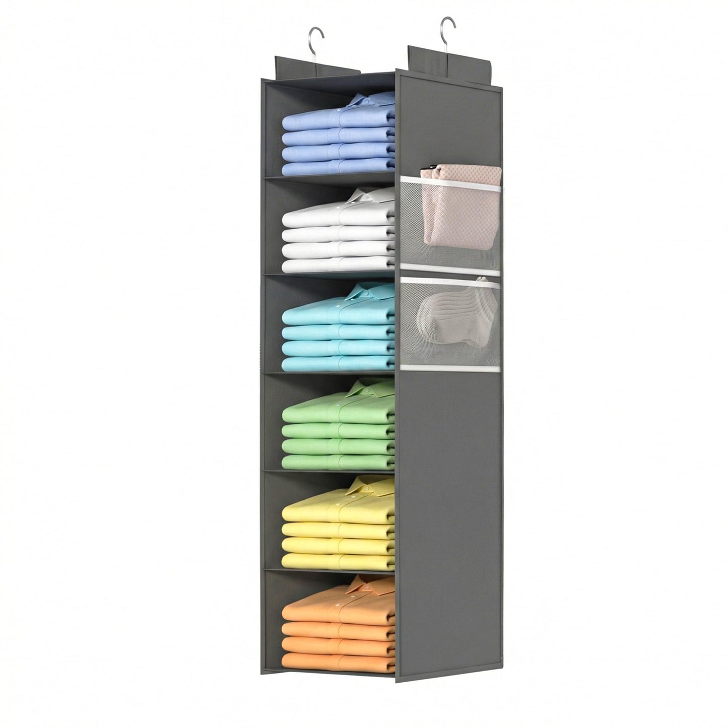 Extra Deep Hanging Storage with 6 Shelves and Large Mesh Pockets, Durable, Heavy-Duty Wardrobe Storage Organiser