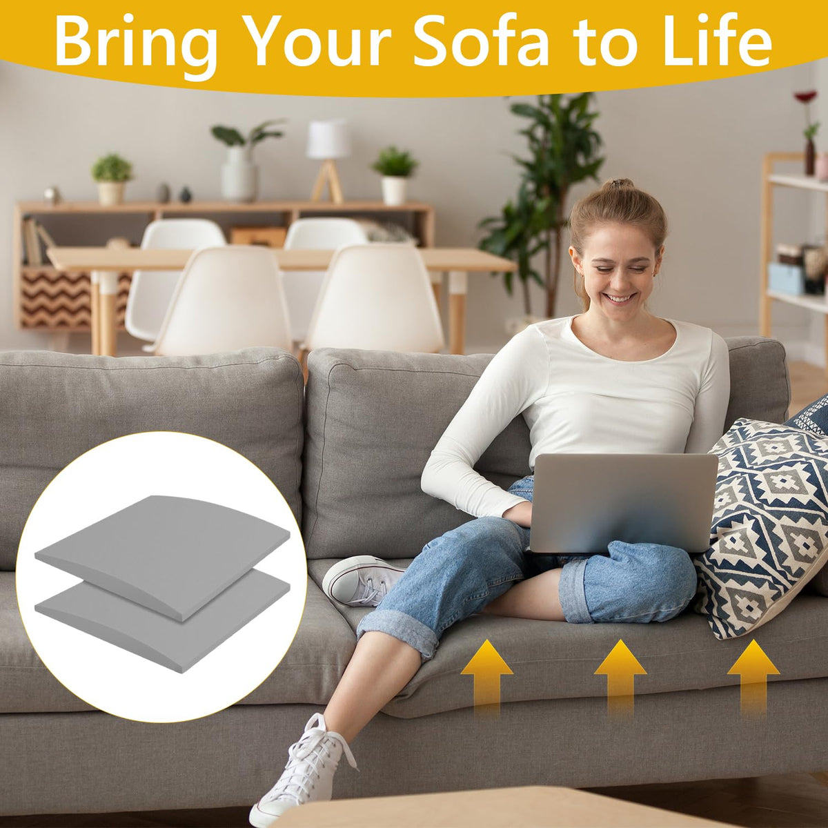 Cumnvulnt 2 Pcs Sofa Cushion Support, High Density Sponge Sofa Support Boards, 50 x 50cm for Sagging Seat, Sofas Foam Cushions Replacement grey