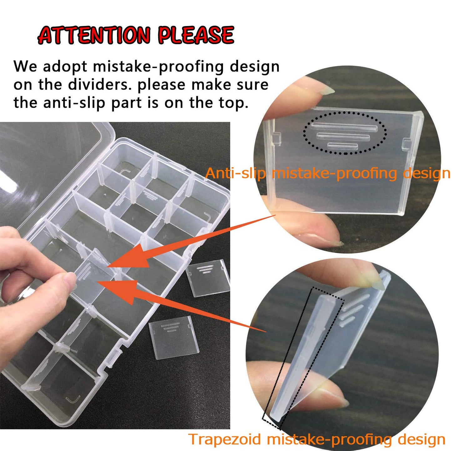 DARUITE 18 Grids Craft Storage Boxes with Compartments, Tackle Box, 2 PCS