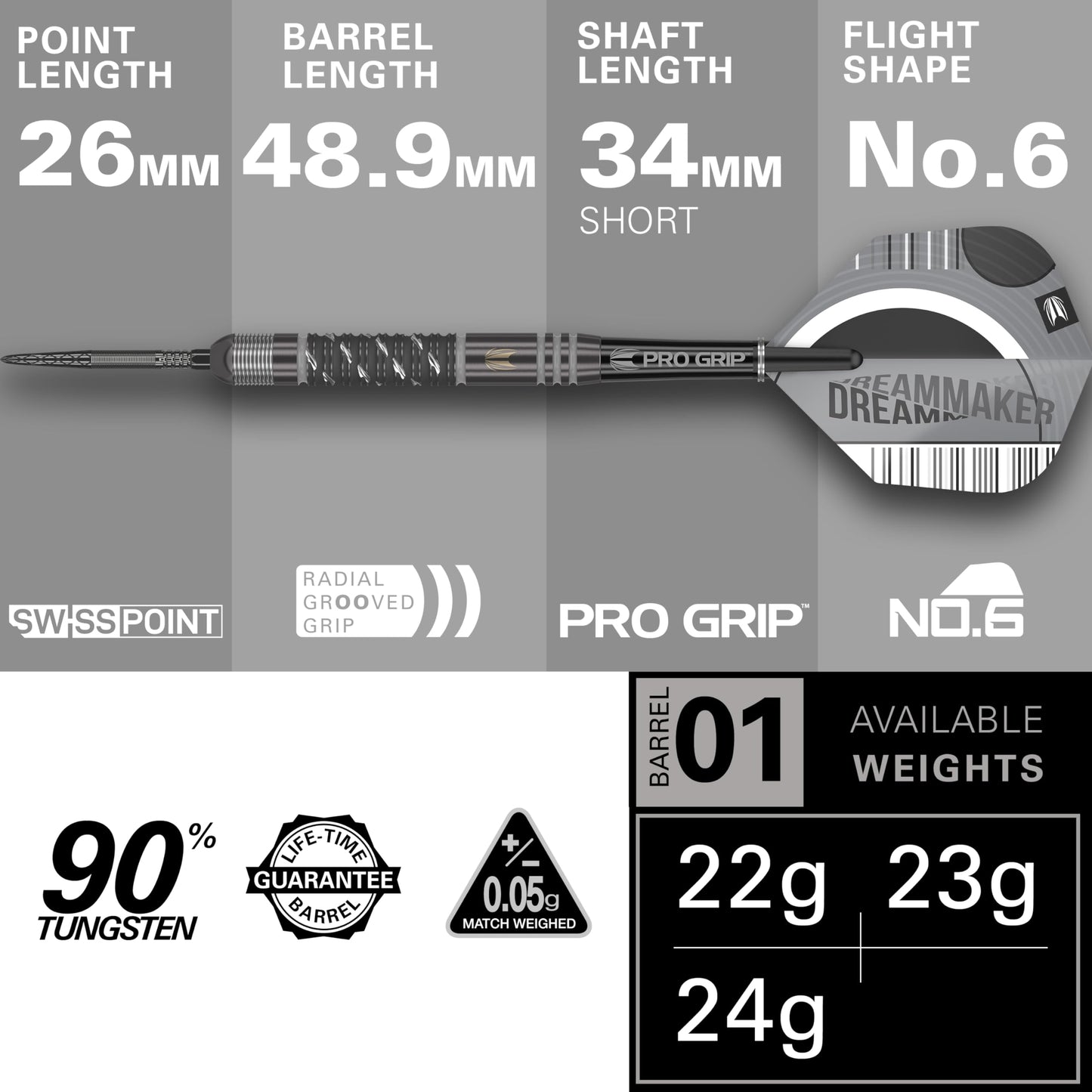 TARGET Darts Dimitri Van Den Bergh x ECHO 90% Tungsten Steel Tip Darts Set ? 24g Steel Tip Dart Set, Swiss Point Darts, SP Tool Included, Player