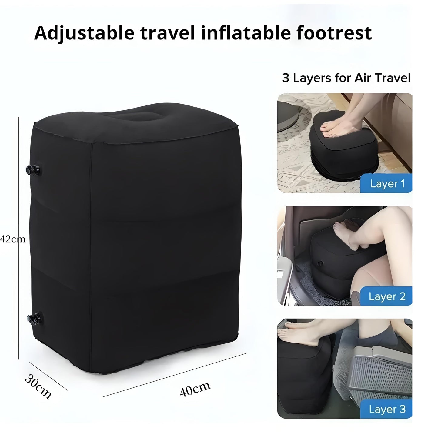 Inflatable Foot Rest Pillow 2 Pack, Adjustable Travel Footrest