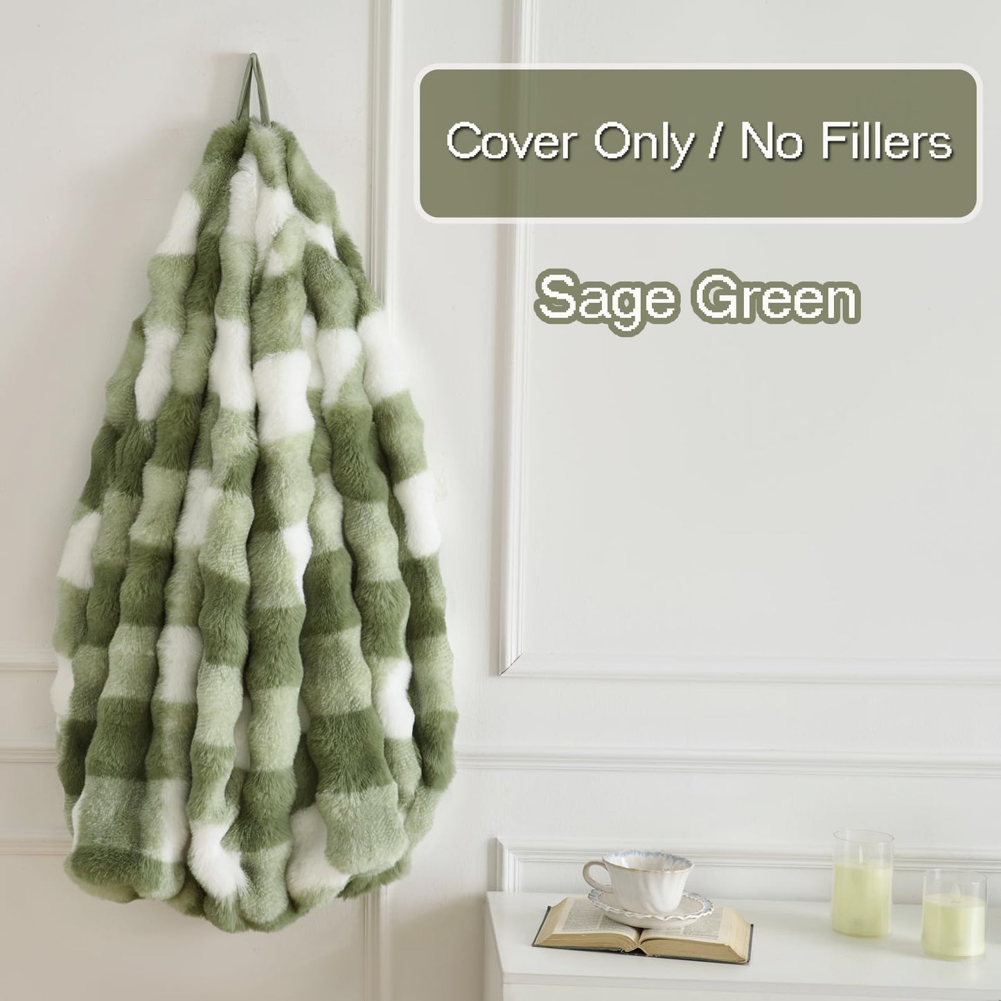 Fluffy Faux Rabbit Fur Bean Bag Chair Cover(No Filler),Cozy Shaggy Bubble Stuffed Animal Storage Large Bean Bag Cover for Bedroom Living Room,Fuzzy