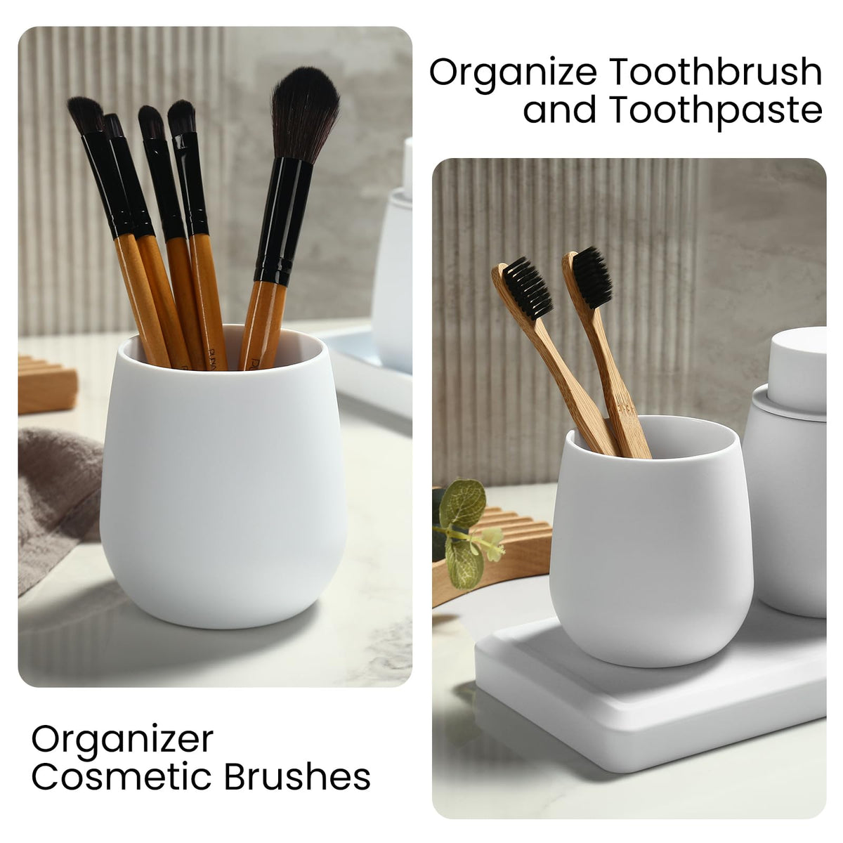 White Bathroom Accessories Set, Modern 3 Pcs Bathroom Essentials