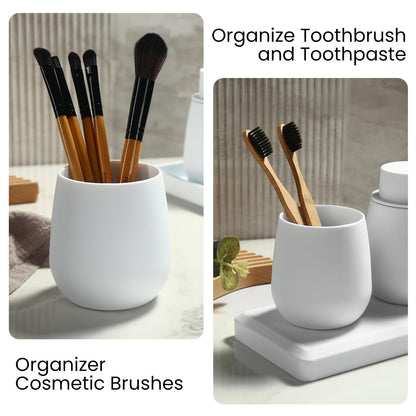 White Bathroom Accessories Set, Modern 3 Pcs Bathroom Essentials