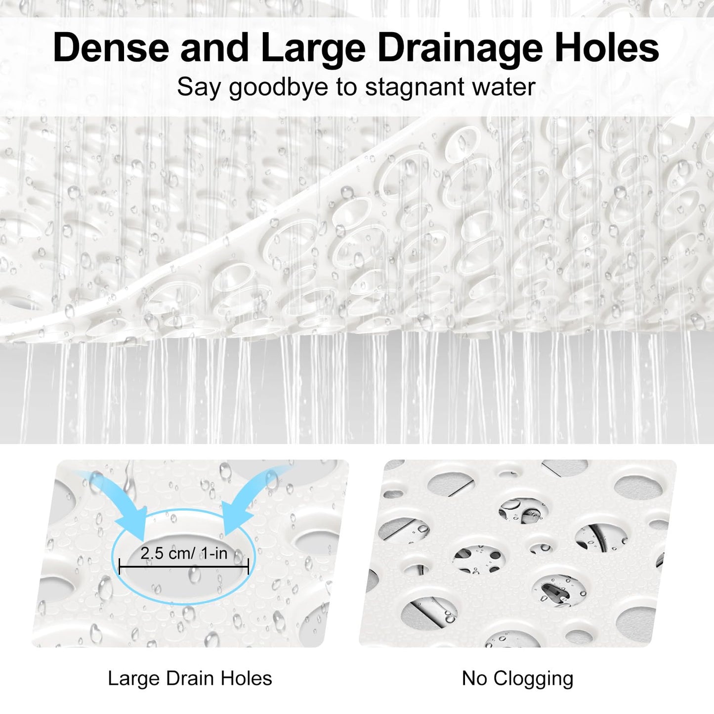 EIVINJE Shower Mat Non Slip Anti Mould: 53 x 53 cm Square Shower Mats for Inside Shower