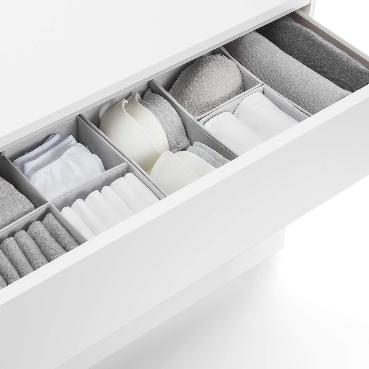Rayen - Foldable Drawer Organiser Containing 6 Clothes Organiser Boxes in Different Sizes. 2 Boxes 14 x 10 cm