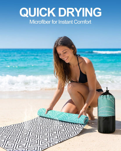 Evoplor 2 Pack Microfibre Beach Towels for Adults Extra Large 200 × 90 cm, Quick Dry Sand Free Beach Towel with Mesh Bag