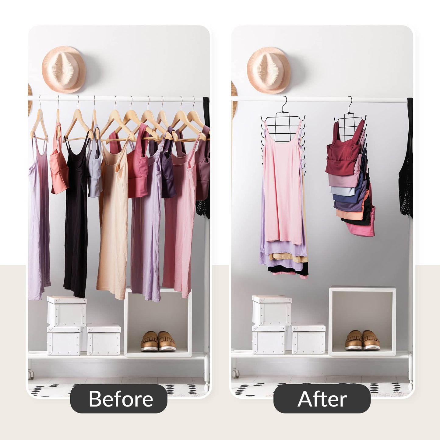 ZEDODIER Tank Top Hanger, 4 Pack Space Saving Hangers, Non-Slip Hanging Bras Holder, Closet Organizers and Storage for Tank Tops, Camisoles