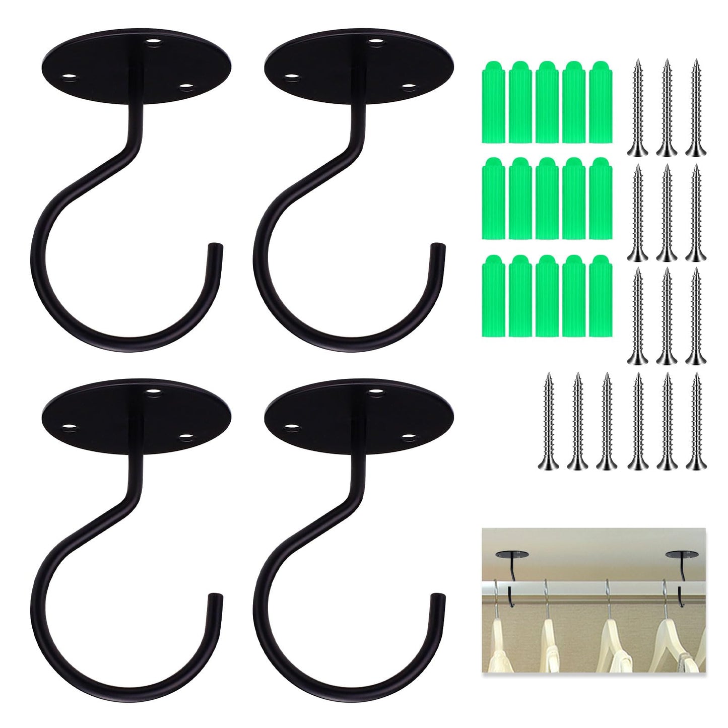 Modixun Closet Rod Bracket, 3.8cm Heavy Duty Metal Closet Rod Holders Closet Rod Center Support with Screws for Wardrobe Shelf Closet Pole