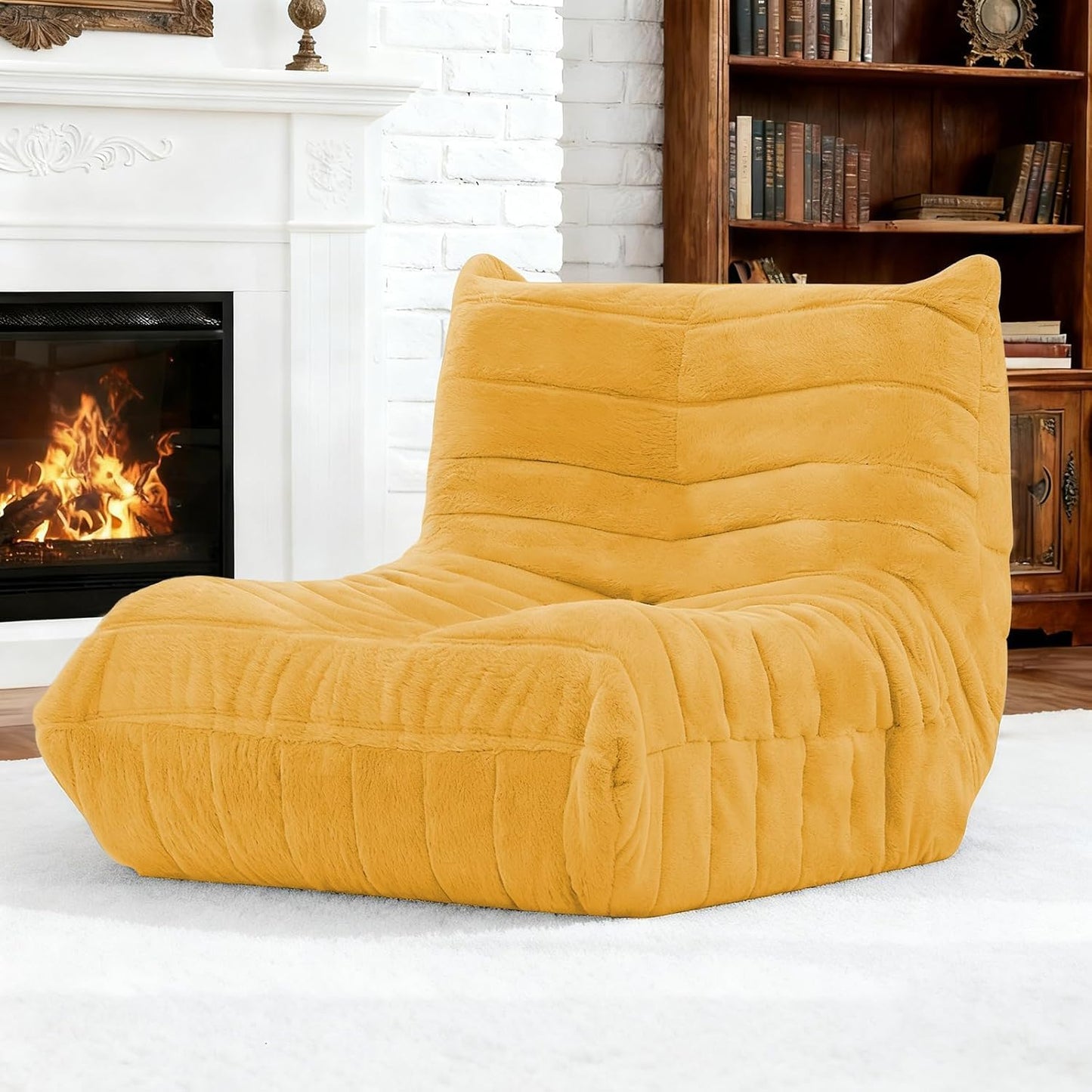 Bean Bag Chair w/ Filling, Comfy Lounge Chair, Floor Sofa Adults (Yellow)
