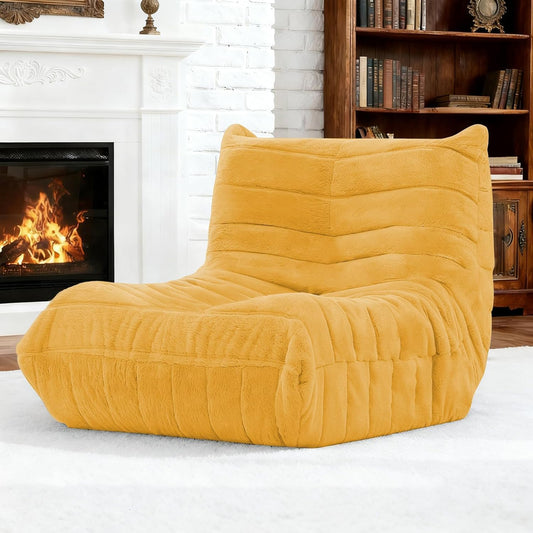 Bean Bag Chair w/ Filling, Comfy Lounge Chair, Floor Sofa Adults Yellow