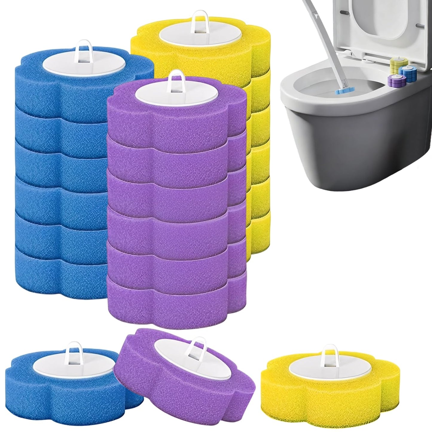 Disposable Toilet Brush Refills with 3 Fresh Scents, Hygienic Cleaning Pads for Bowl Buddy & Compatible Handles, 18-Pack (No Handle Included)