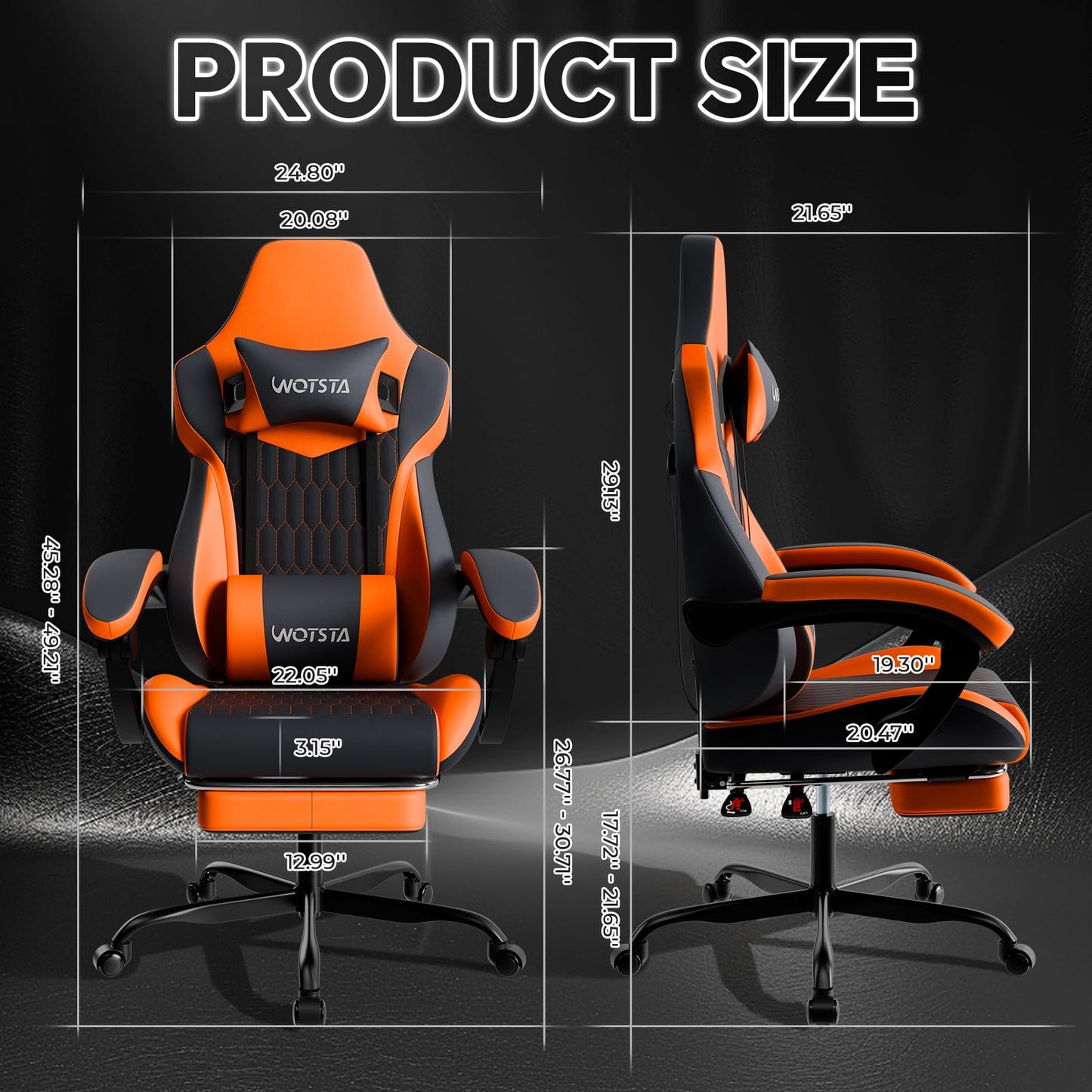 WOTSTA Gaming Chair, Ergonomic Gaming Chair with Footrest and Lumbar Support, Computer Chairs
