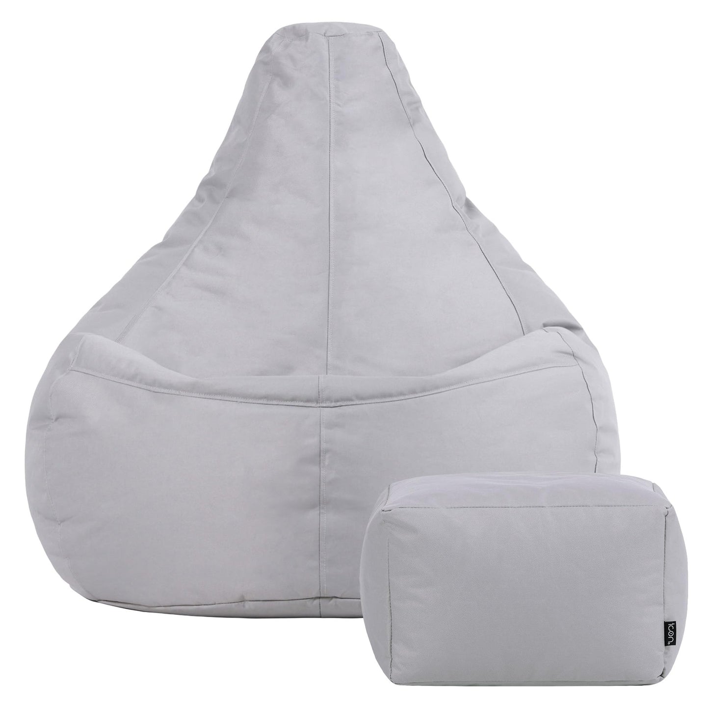 Bean Bag Bazaar Outdoor Bean Bag & Footstool with Filling Included, Grey