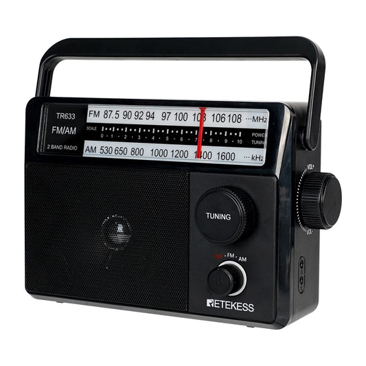 Retekess TR633 Battery Radio Portable, Transistor Radio, AM FM, External Antenna,Transistor,Headphone Jack,Large Speaker,Portable Radios Mains and