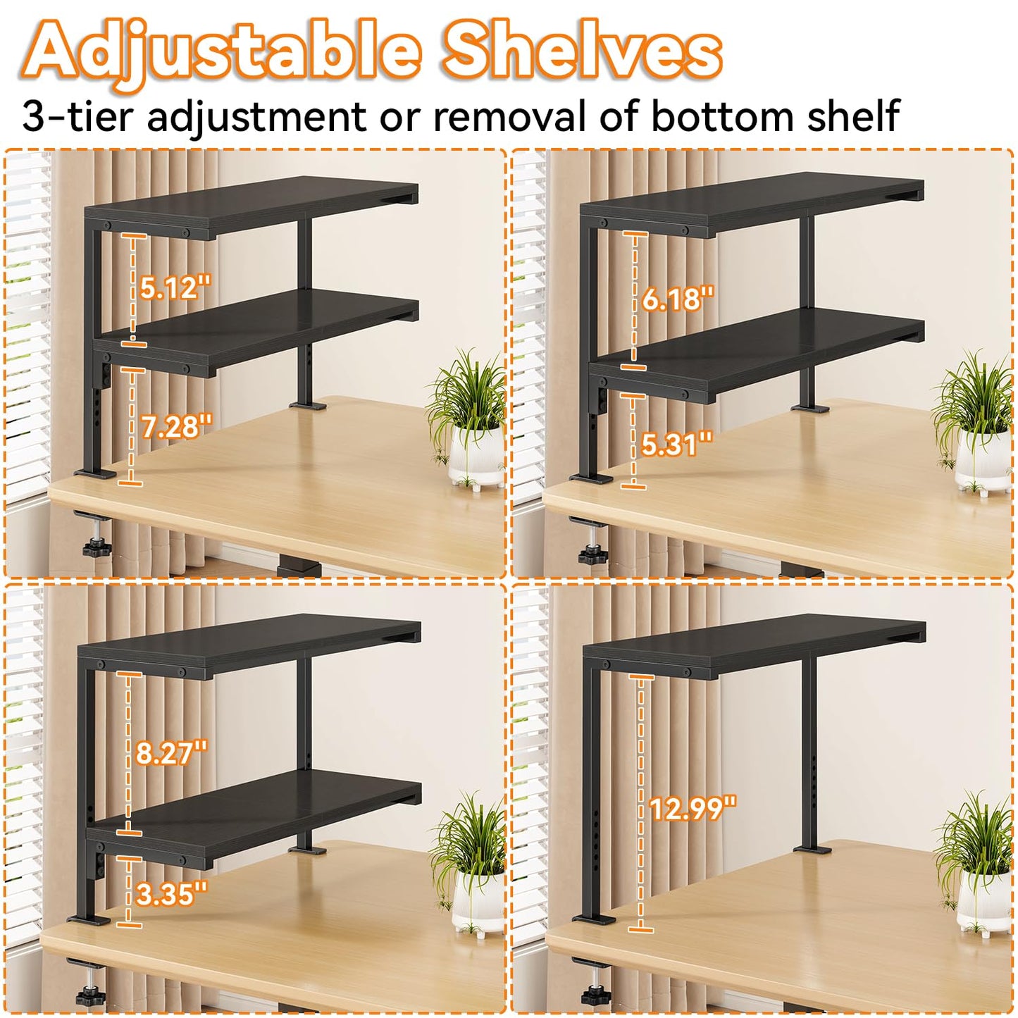 IBUYKE Clamp on Desk Shelf, 22.8” Large Desk Extender Shelves TMZ010B