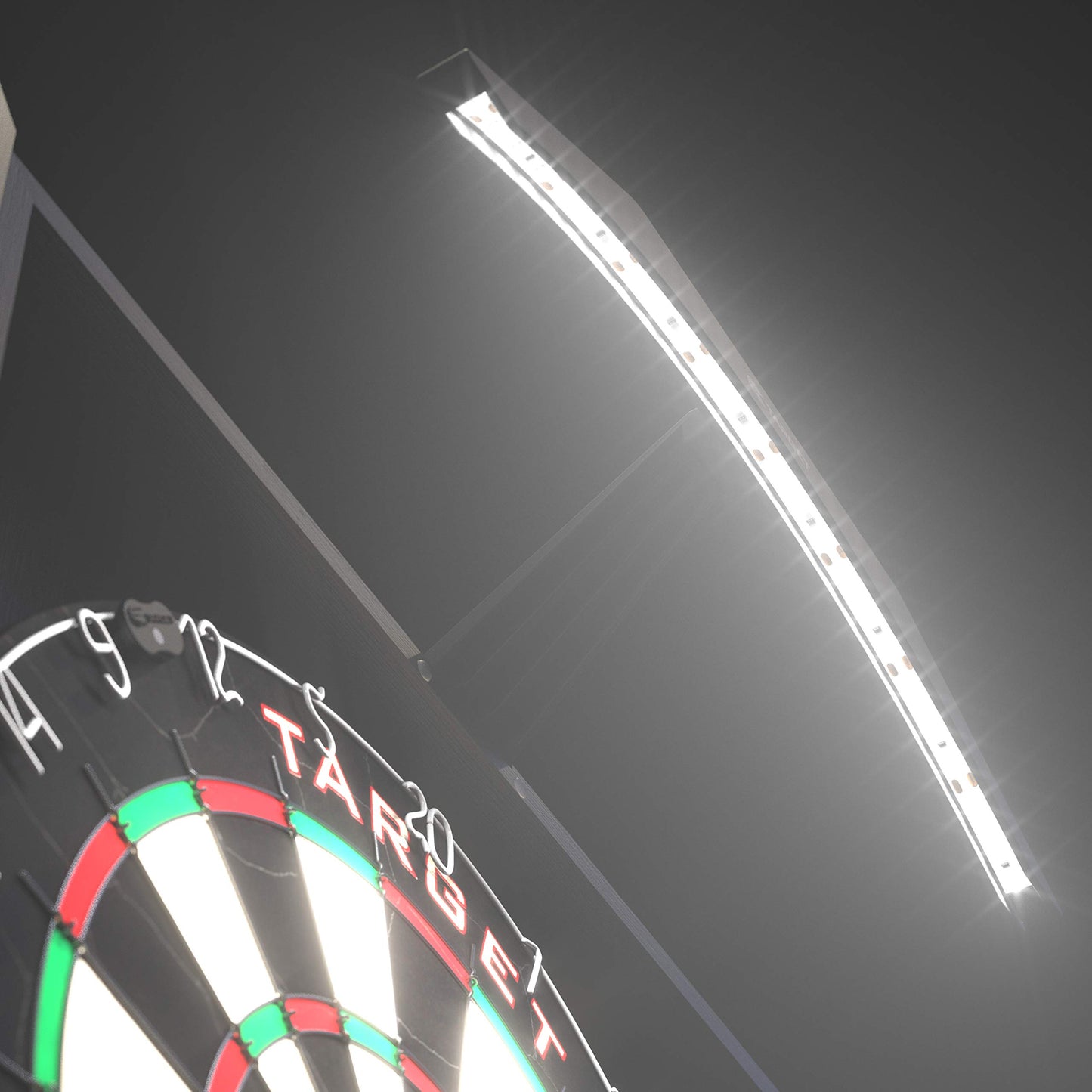 Target Darts Arc Dartboard Lighting System Home Cabinet Set - Includes World Champions Dartboard and 2 Sets of Darts ,Black