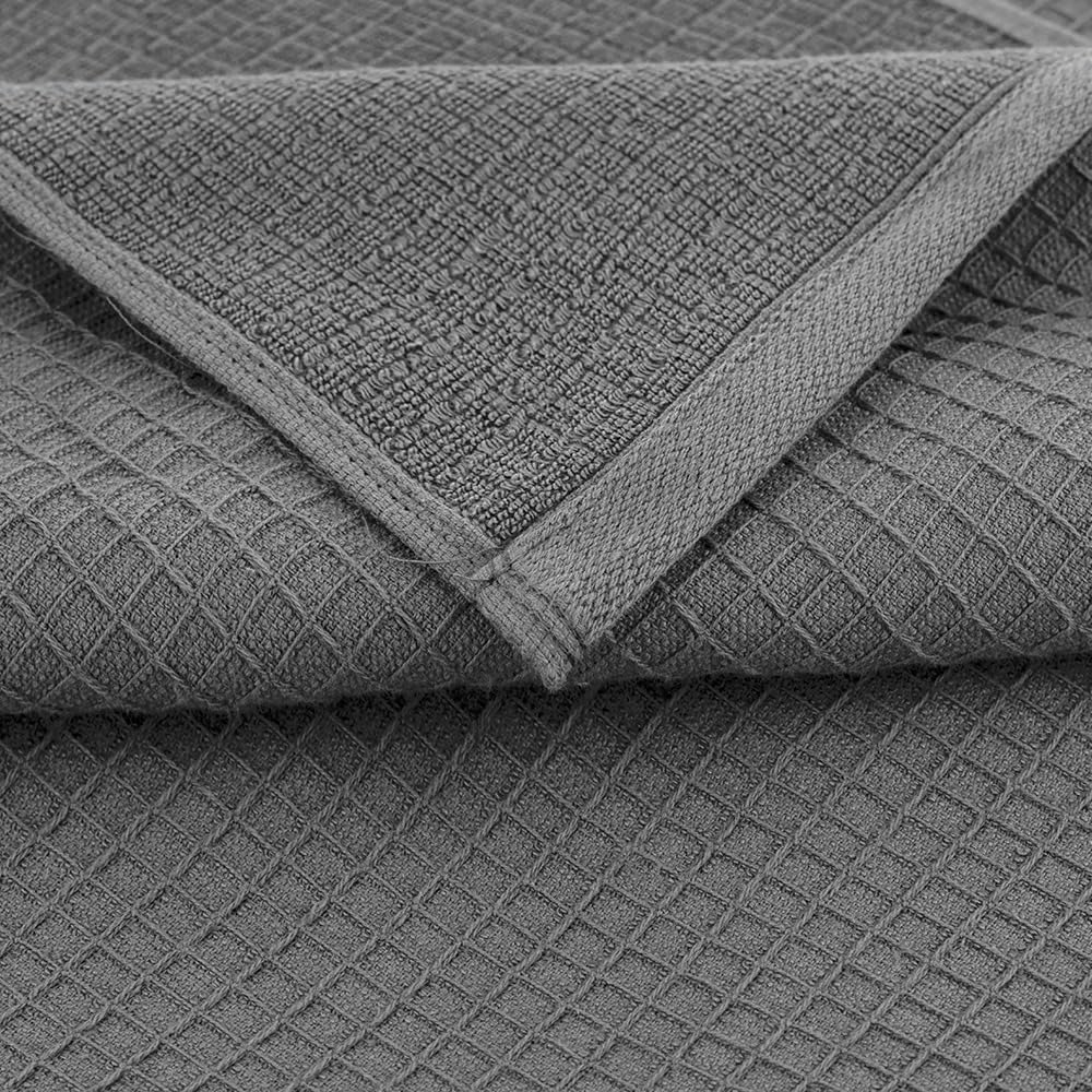 CASA COPENHAGEN Waffle 4-piece bath towel set – Grey-violet, 70x140 cm, Egyptian cotton, designed in Denmark, for bathroom, kitchen & shower