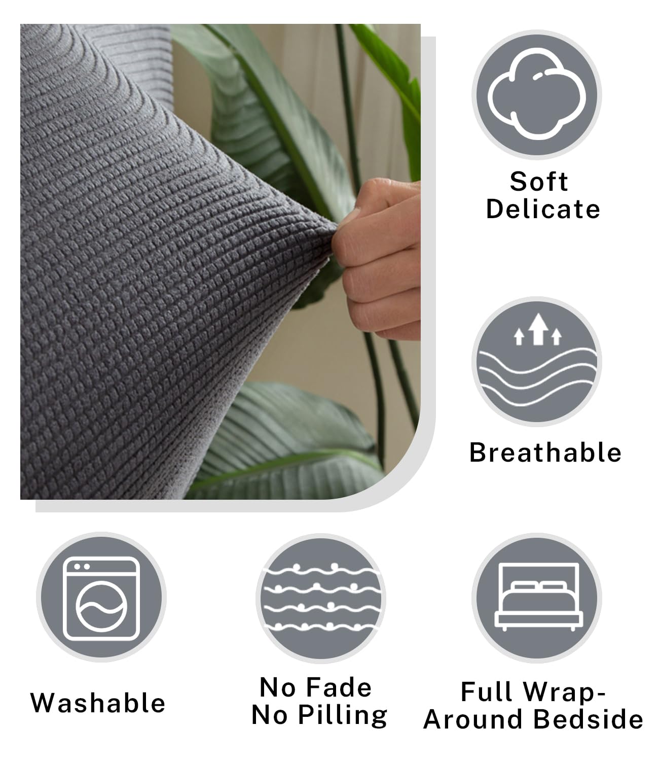 FANSU Headboard Cover for Single Double King Size Bed, Polar fleece Dustproof Headboard Wrap
