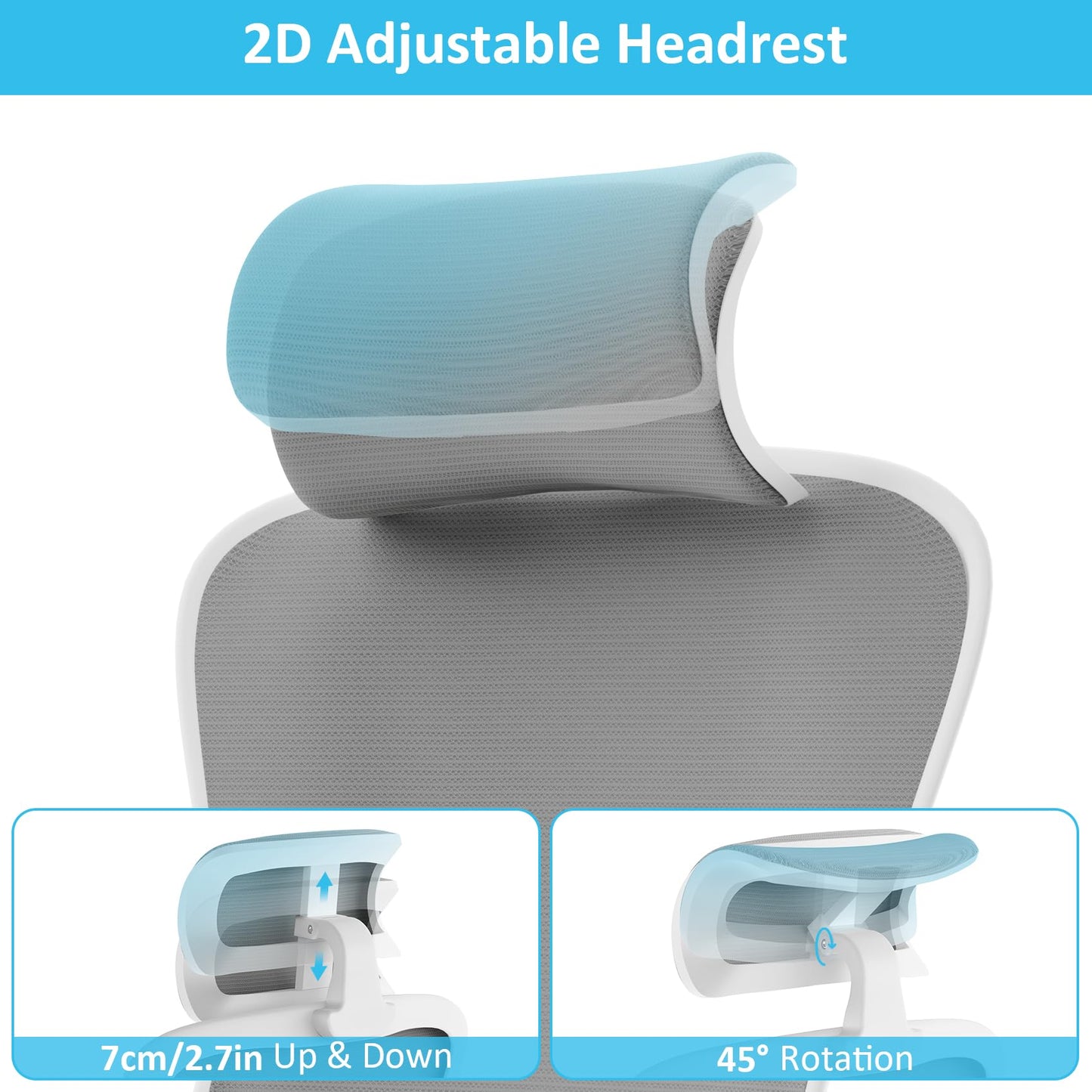 Feonase Ergonomic Office Chair with Adjustable Headrest and Lumbar Support, Mesh Back, Flip-up Armrests and Rocking Function