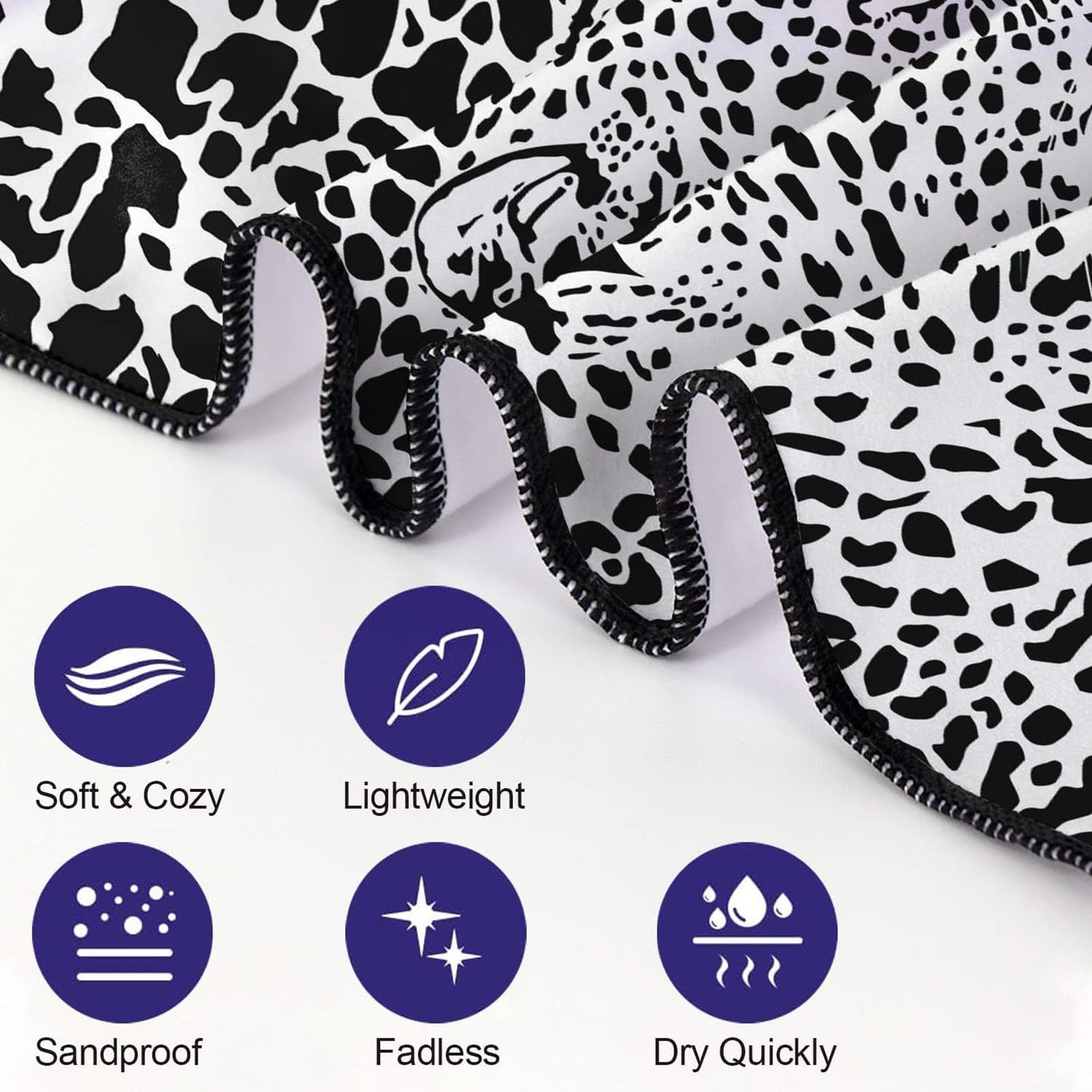 Vibe2Go Microfiber Leopard Beach Towel, Funny Cheetah Lightweight Beach Towels for Women Adults Girls