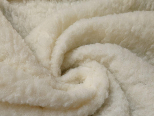 Faux Fur Sherpa Fleece Sheepskin Fabric Material - Cream 1m 150cm x 100cm