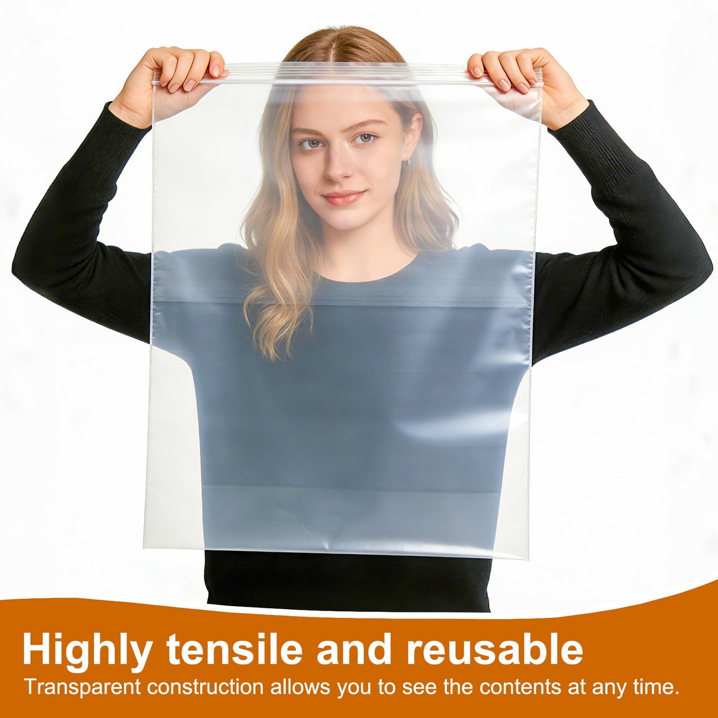 16 PcsLarge Ziplock Bags for Clothes, 40x50 cm Resealable Large Zip Lock Bagss, Clear Seal Waterproof Plastic Large Clothes Storage Bags with Zips