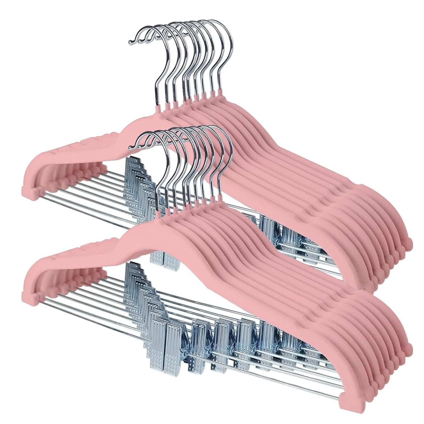 Stormix Vevlt Hangers with Clips Non-Slip for Pants, Skirt 24 Pack Pink