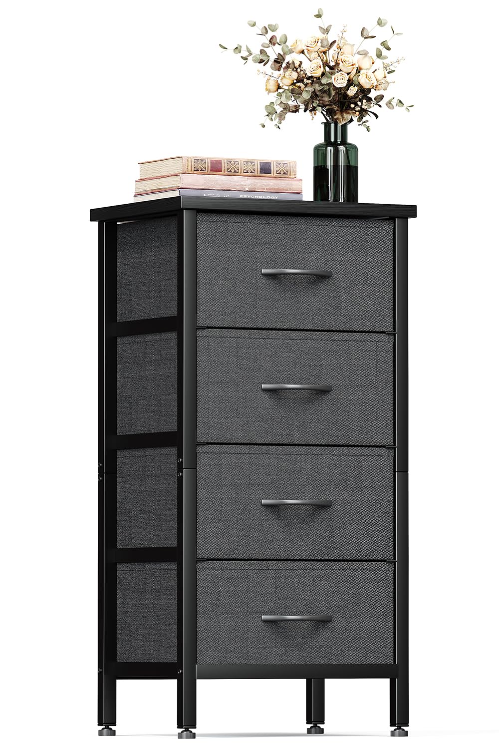KitMent 4 Drawers Chest of Drawers Bedroom, 80cm Tall Dresser for Closet, Small Fabric Storage Cabinet Organiser Drawer for Living Room, Entryway
