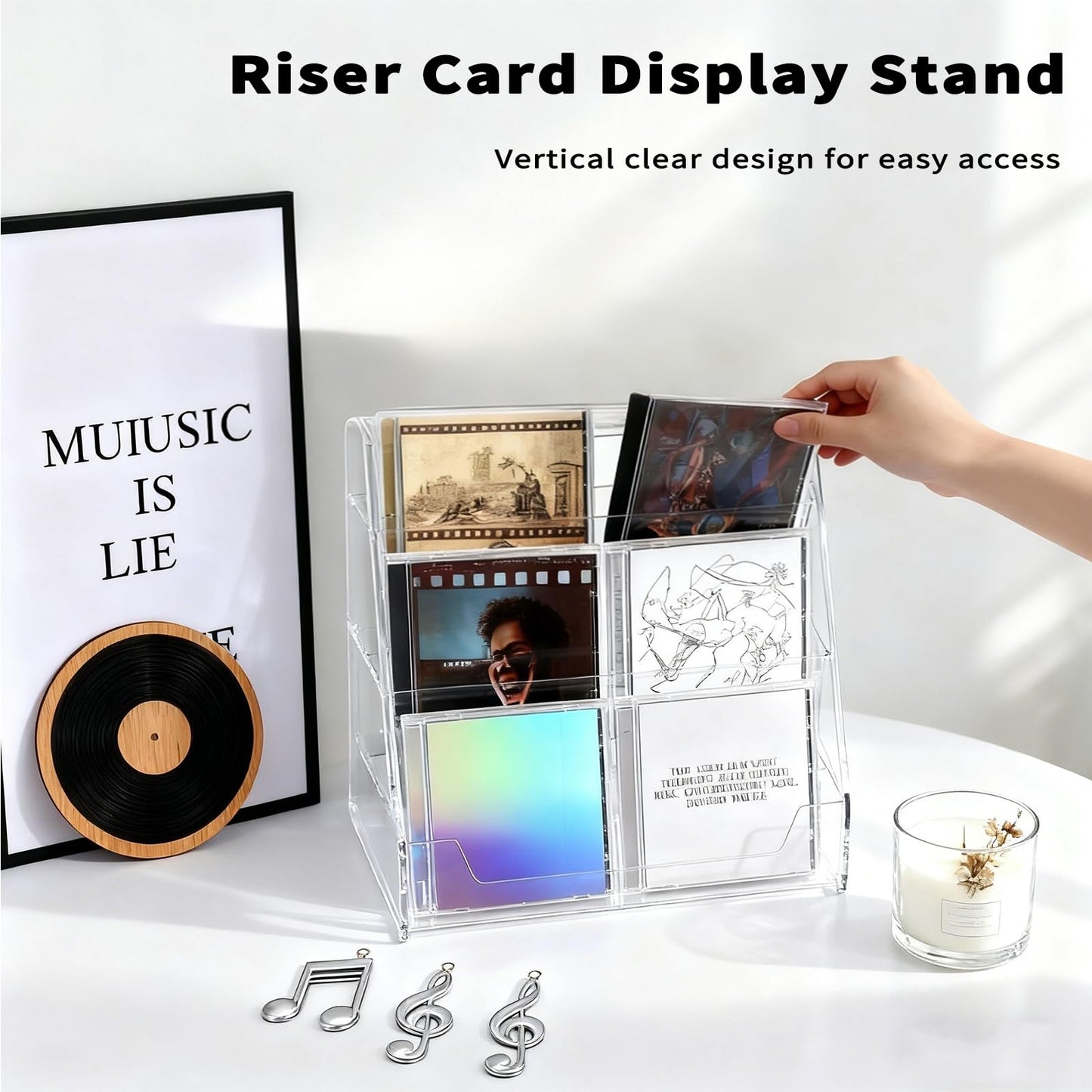 JWShang Card Display Stand, 5-Tier Clear PET Rack for Graded Cards, 1 Pack