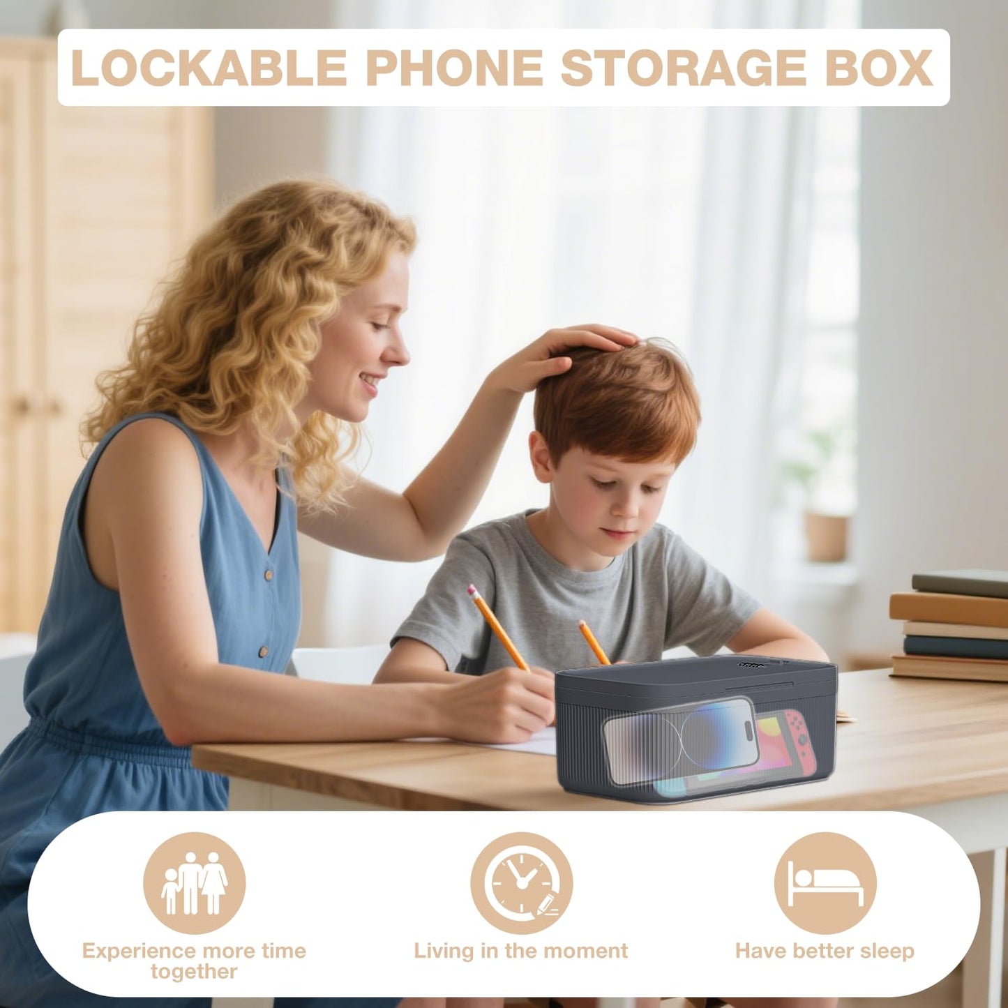 JOSTART Small Lockable Storage Box with Combination Code Portable Lockable Medicine Box BPA-Free Phone Safe for Home Refrigerator Office Travel (Gray)