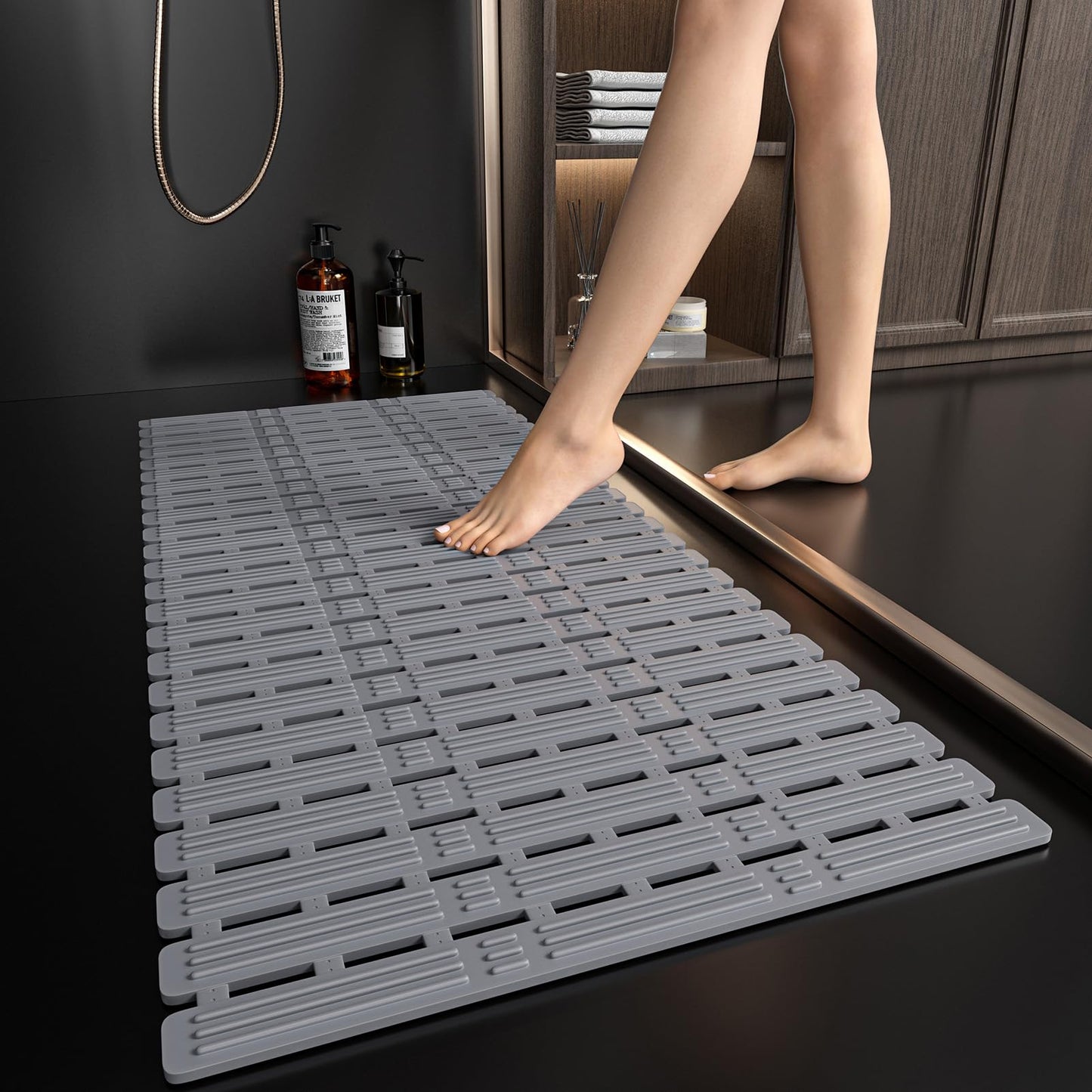 XIYUNTE Large Shower Mat Non Slip Anti Mould for Elderly- 90 x 40cm Cut-to-Fit Non Slip Shower Mat for Inside Shower