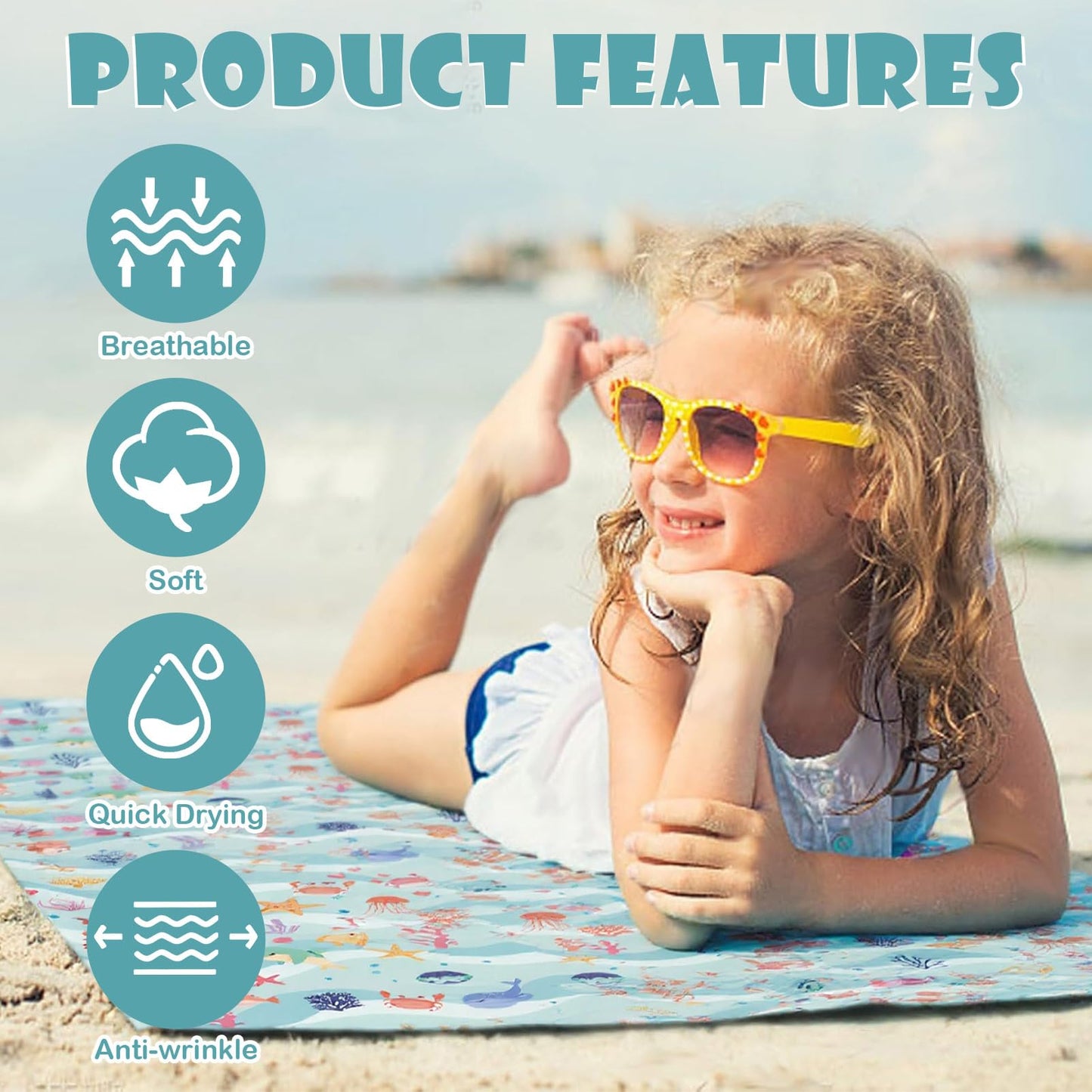 SERTAS Kids Beach Towel,Swim Towel for Girls,Kids Towel 70 X 140cm,Beach Towels for Kids,Lightweight Beach Towel Microfibre,Exquisite Pattern Beach