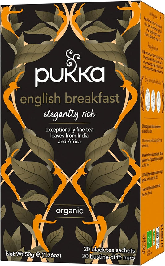 Pukka Herbs | Elegant English Breakfast Organic Tea Box | Black Tea | One Cup | Perfect For A Refreshing Uplift | 4 Packs | 80 Plant Based