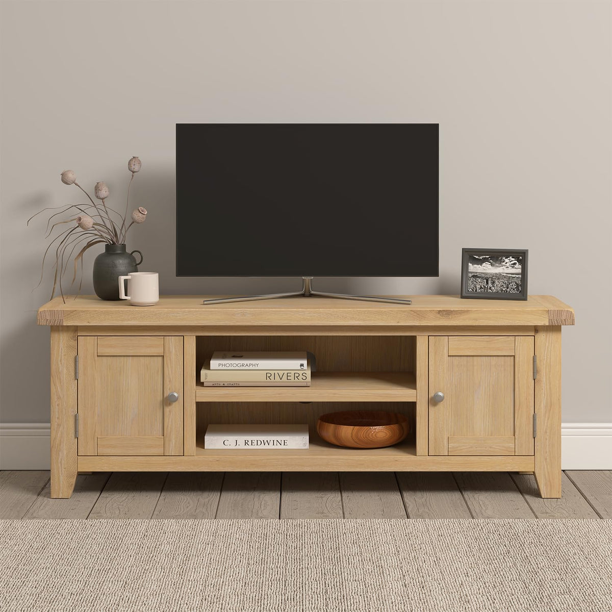 Seconique Windsor Straight Tv Unit in Natural Oak