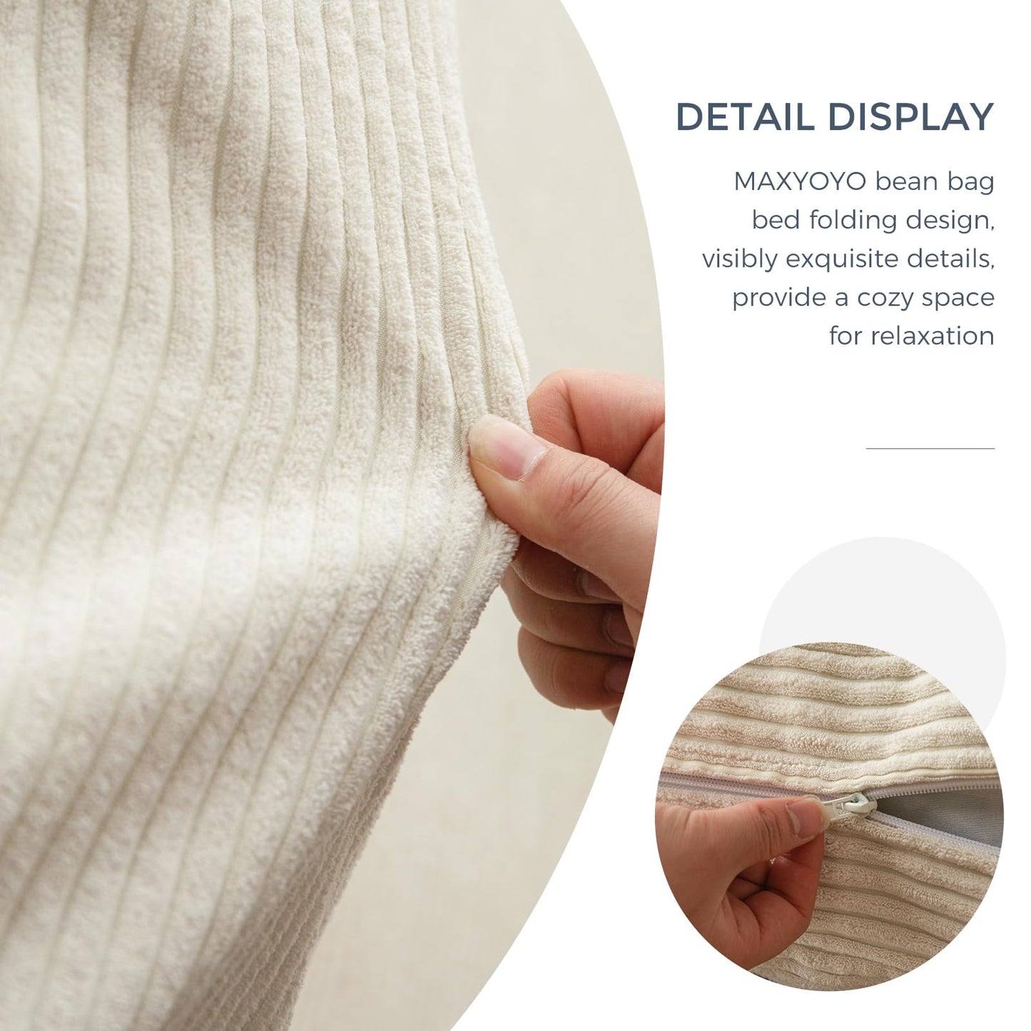 MAXYOYO Folding Corduroy Sofa Bean Bag Bed Chair Foam Filling Extra Thick 4 Fold Floor Couch Matress for Adults