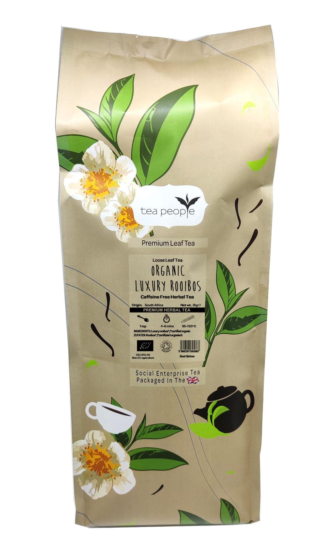 Tea People Organic Luxury Rooibos, 2 Kg Loose Leaf Tea in Large Catering Pack, LR-2kg