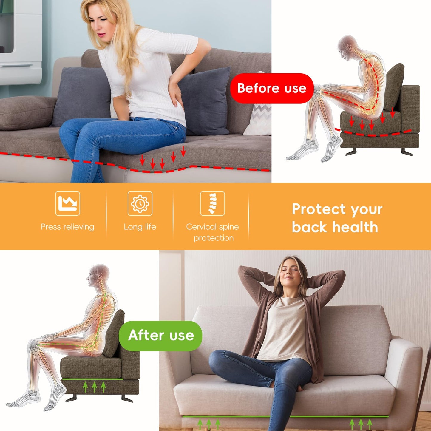 VERONLY Wooden Sofa Support Boards for Sagging Seat - (60x137CM) Couch Cushion Support for 2 Seater