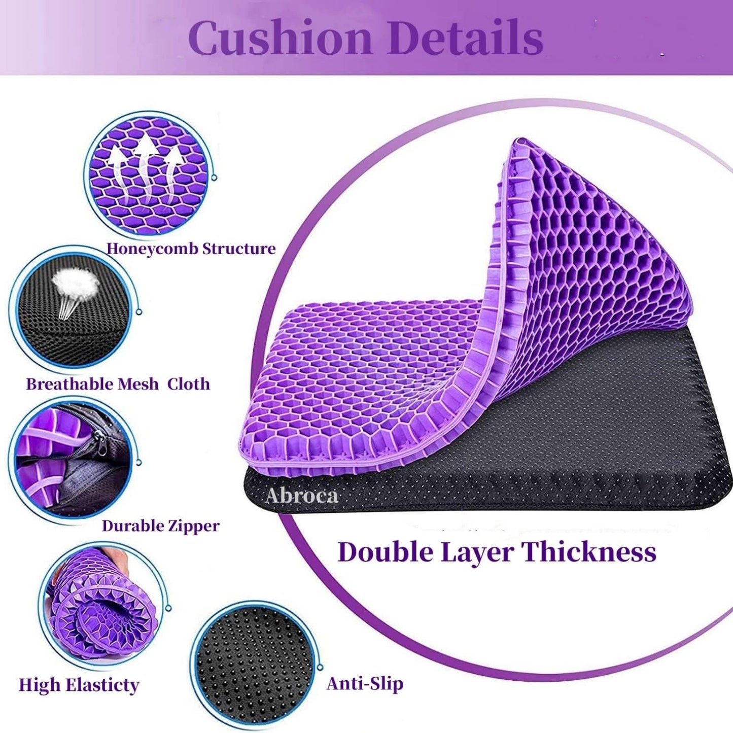 Chair Cushions,Car Seat Cushion,Honeycomb Gel wheelchair Cushion for Driving,Airplane,Travel,Orthopedic,Coccyx,Office,Desk,Pressure