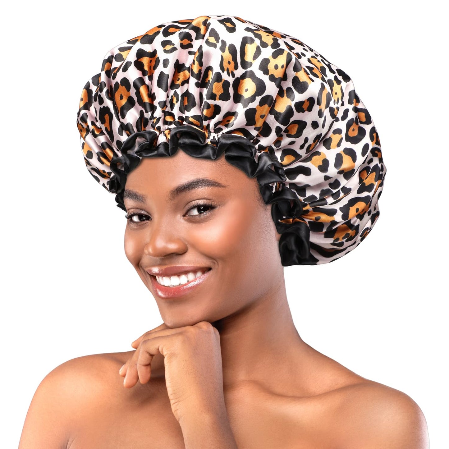 mikimini Shower Cap for Women Fashion-Forward, with Double Layer, Waterproof, Reusable, Bath Hat for Short to Medium Hair - Express Your Unique Style