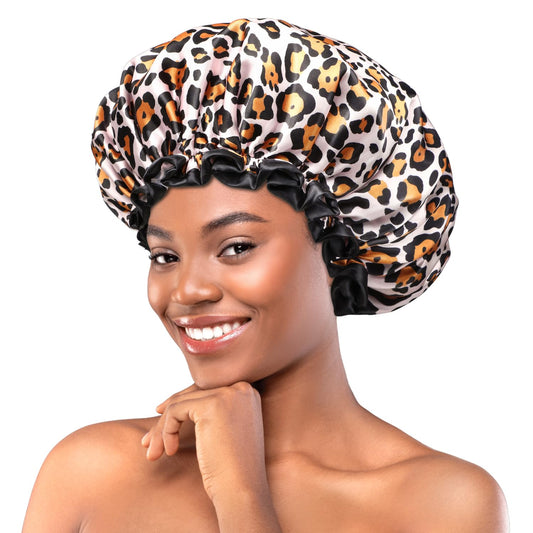 mikimini Shower Cap for Women Fashion-Forward, with Double Layer, Waterproof, Reusable, Bath Hat for Short to Medium Hair - Express Your Unique Style