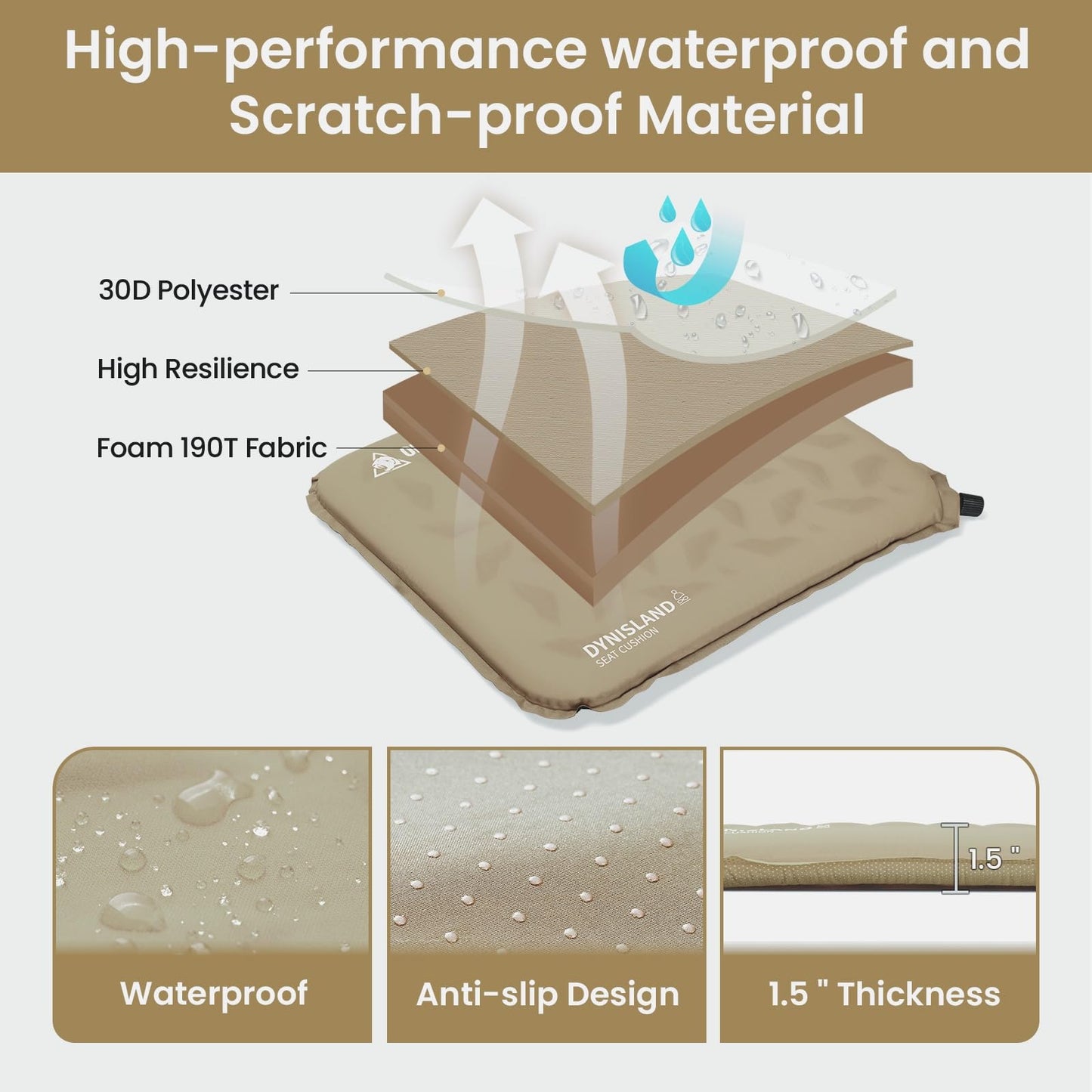 OneTigris Inflatable Seat Cushion, Lightweight Waterproof Seat Pad