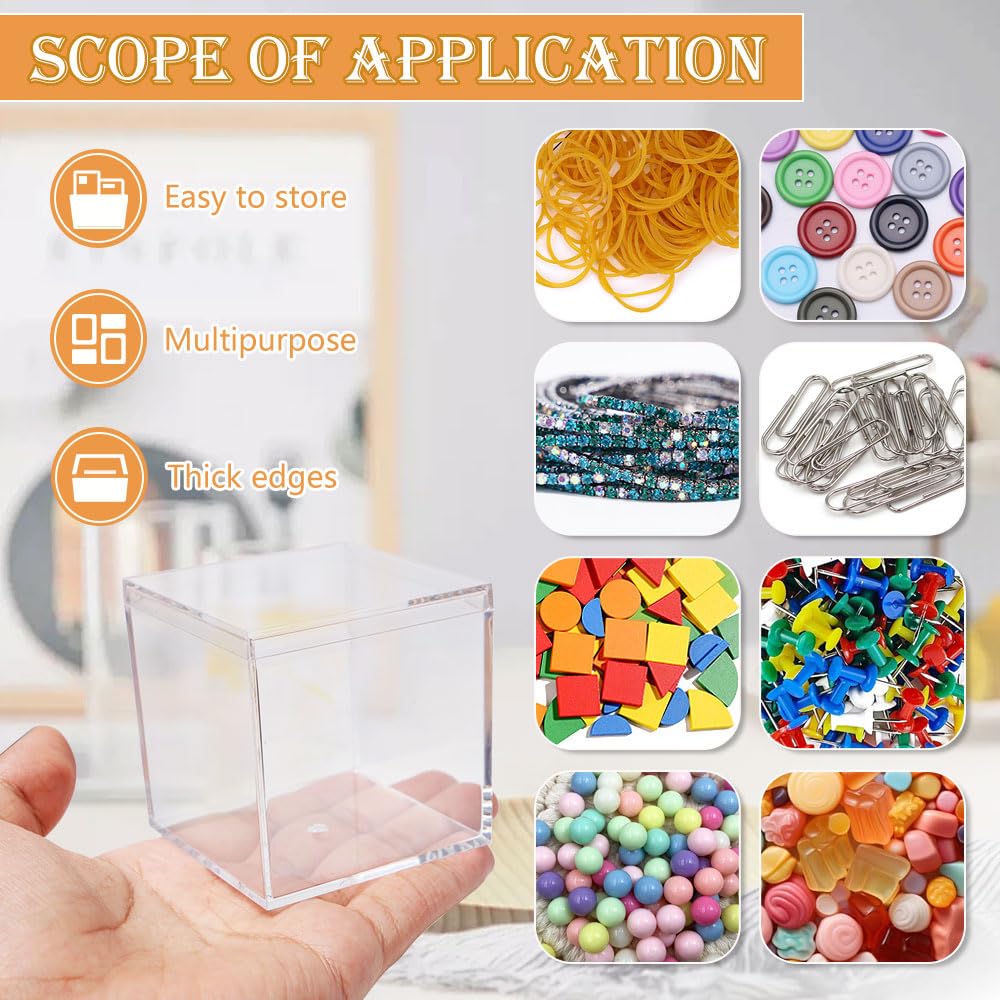 Keboyoe 8pcs Acrylic Display Box with Lid 6.5x6.5x6.5cm for Storage Candy