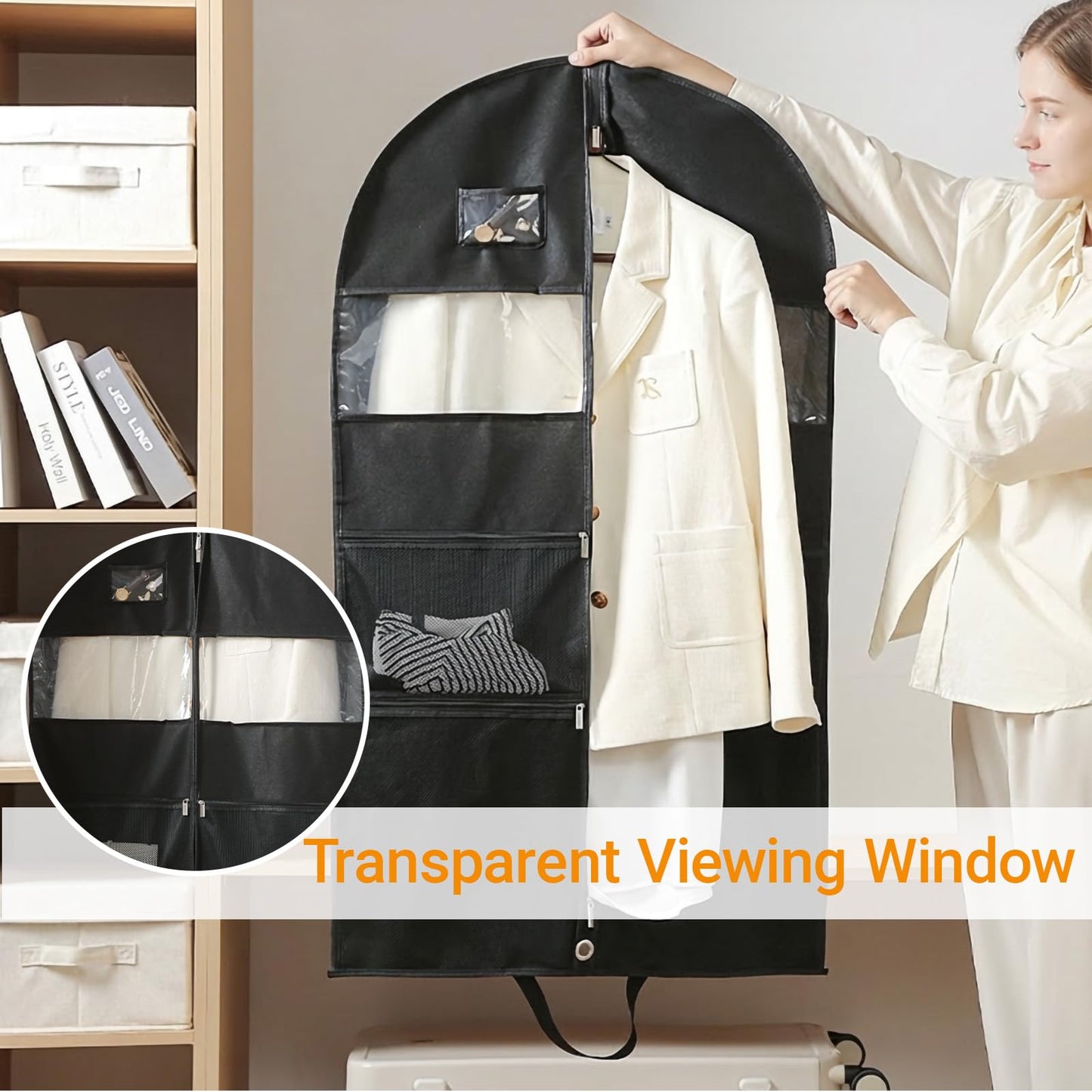 3 Pack Suit Bags, 51"Travel Garment Bags, Wrinkle-Free Suit Bag for Men Women, Foldable Dress Cover with 2 Handles for Wardrobes, Blazers, Dresses