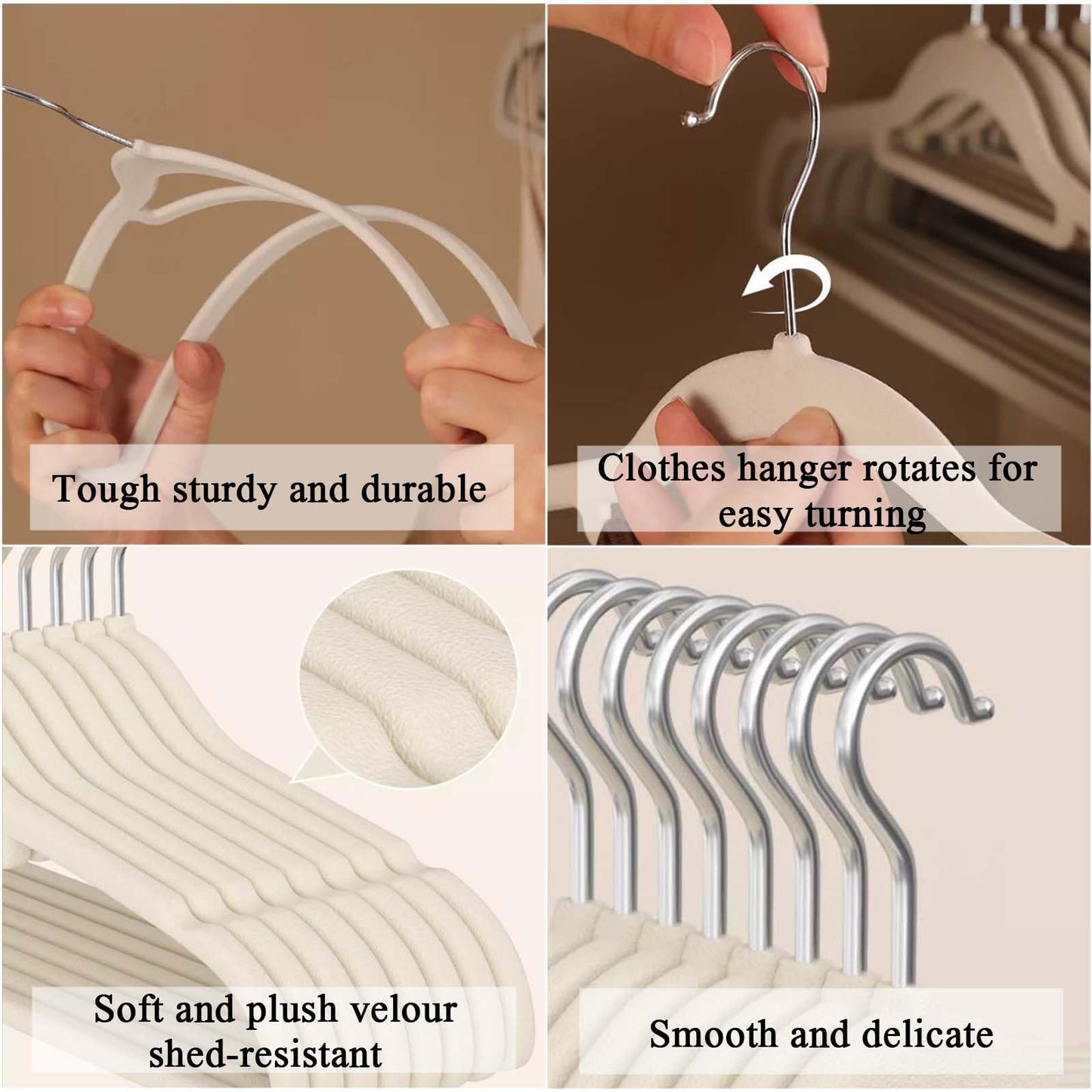 Velvet Coat Hangers 10 Pack, Non-Slip Clothes Hangers with 360° Swivel Hook & Tie Bar, Durable Space-Saving Hangers for Shirts, Jackets, Trousers