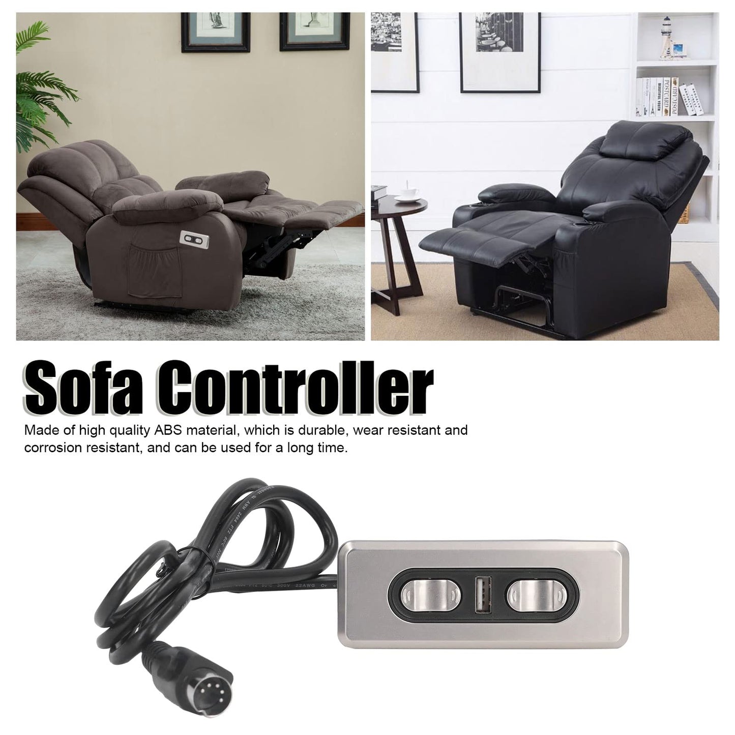 Haofy Dual Motor 12V/29V Electric Sofa Controller Recliner Lift Controller with USB Charging Port 5P Recliner Electric Sofa Manual Hand Controller