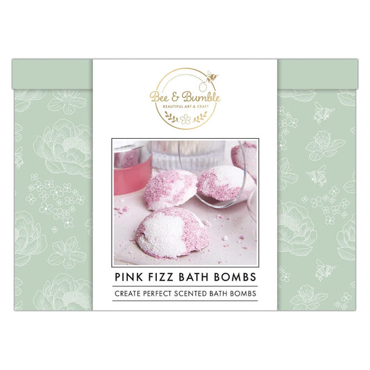 Bee & Bumble DIY Bath Bomb Making Kit - Pink Fizz, 100g Sodium Bicarbonate, 50g Citric Acid, 35g Cocoa Butter, Pink Dye & Fragrance Oil, Hobby Craft
