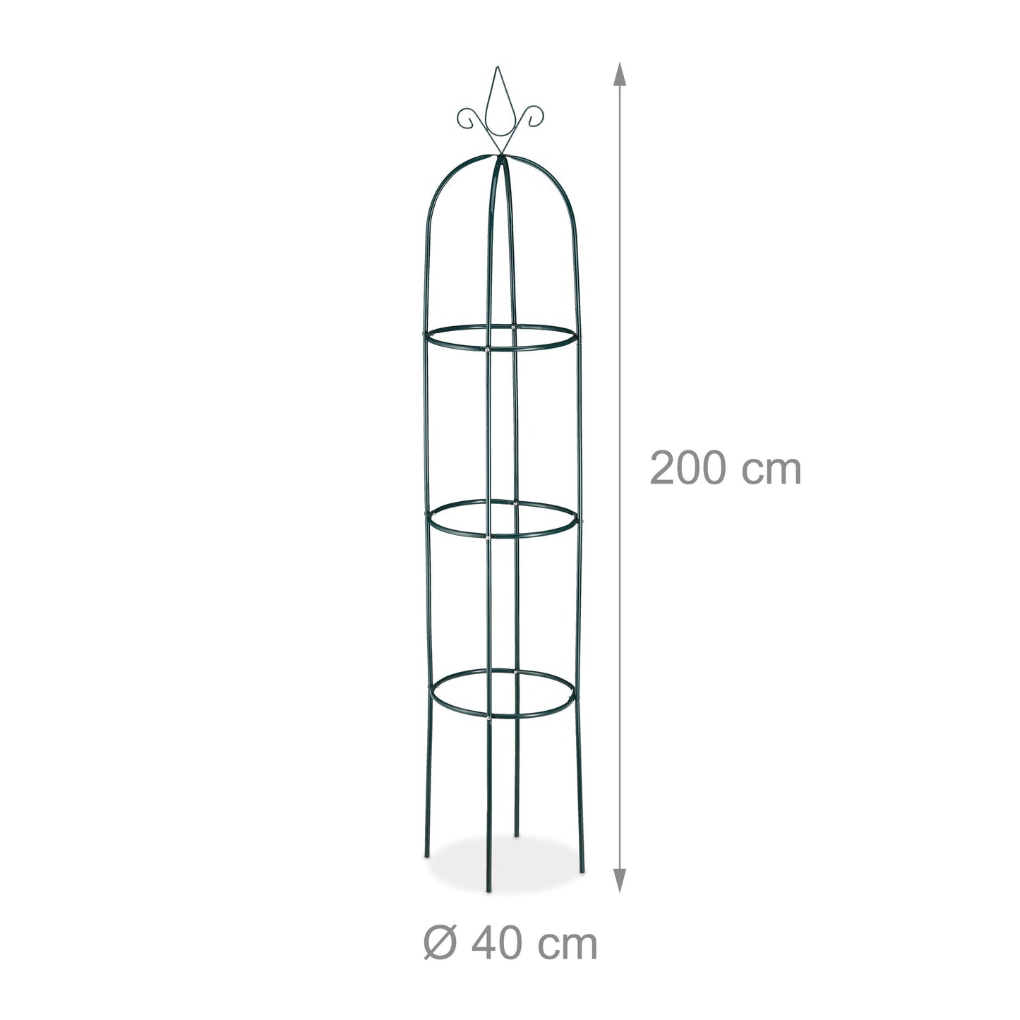Relaxdays Growth Support, Freestanding Trellis for Wine & Tomatoes, XL Garden Obelisk, H: 200 cm, Dark Green